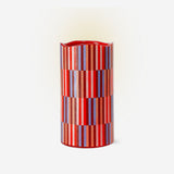 LED pillar candle with geometric pattern, 10 cm tall, from Flying Tiger Copenhagen, designed for home decor.