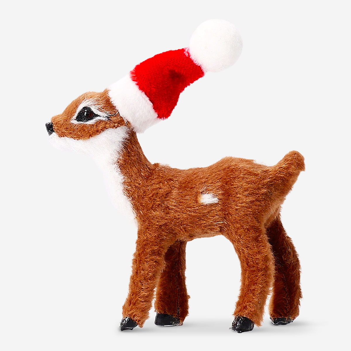 Decorative standing roe deer figurine, 8 cm tall, for home decor by Flying Tiger Copenhagen, featuring detailed antlers and natural finish.