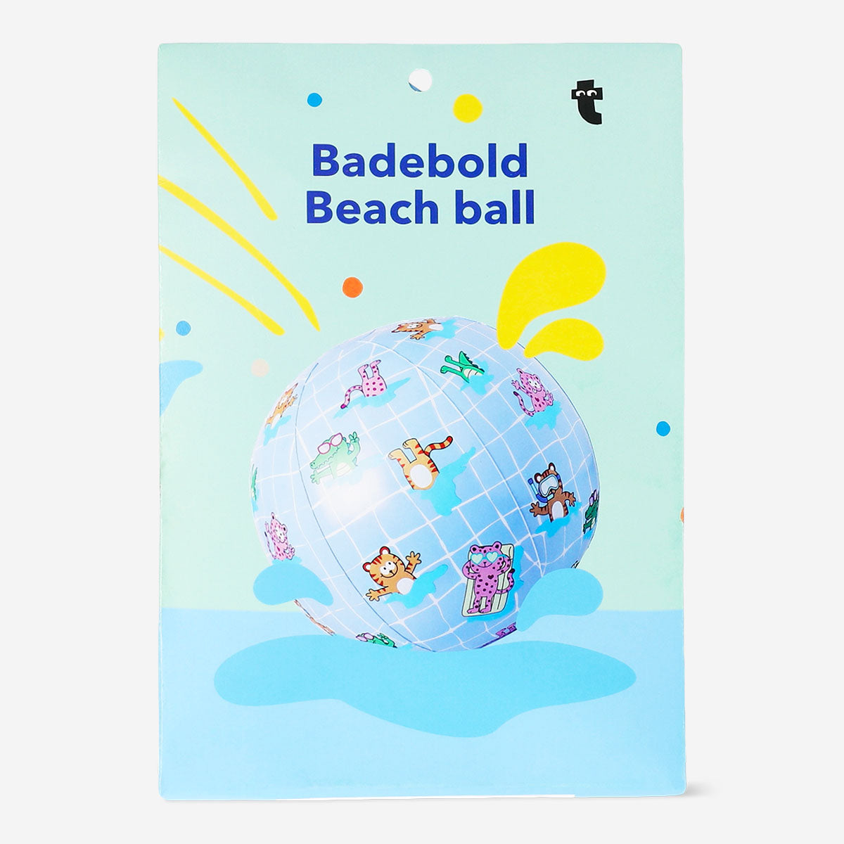 Blue inflatable beach ball toy from Flying Tiger Copenhagen, 30 cm diameter, with colorful patterns for outdoor fun.