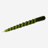 Twisted green candle - 21 cm