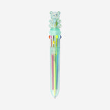 Multi-coloured ballpoint pen with gummy bear topper