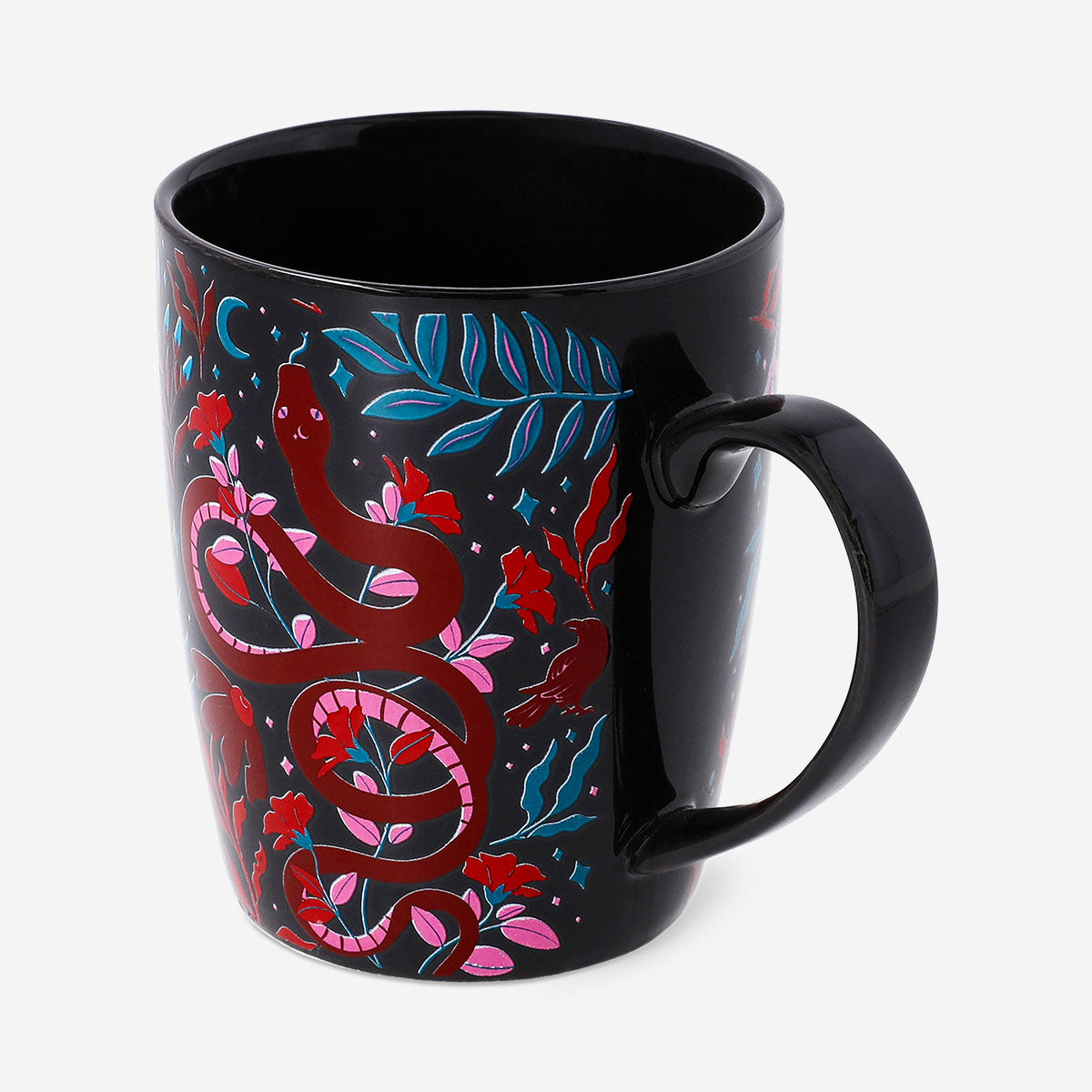 Ceramic mug with burgundy gothic print, 340 ml capacity, featuring a detailed gothic design, ideal for kitchen use.