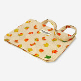 Textile tote bag with autumn leaves print by Flying Tiger Copenhagen, featuring a spacious design and natural leaf patterns.