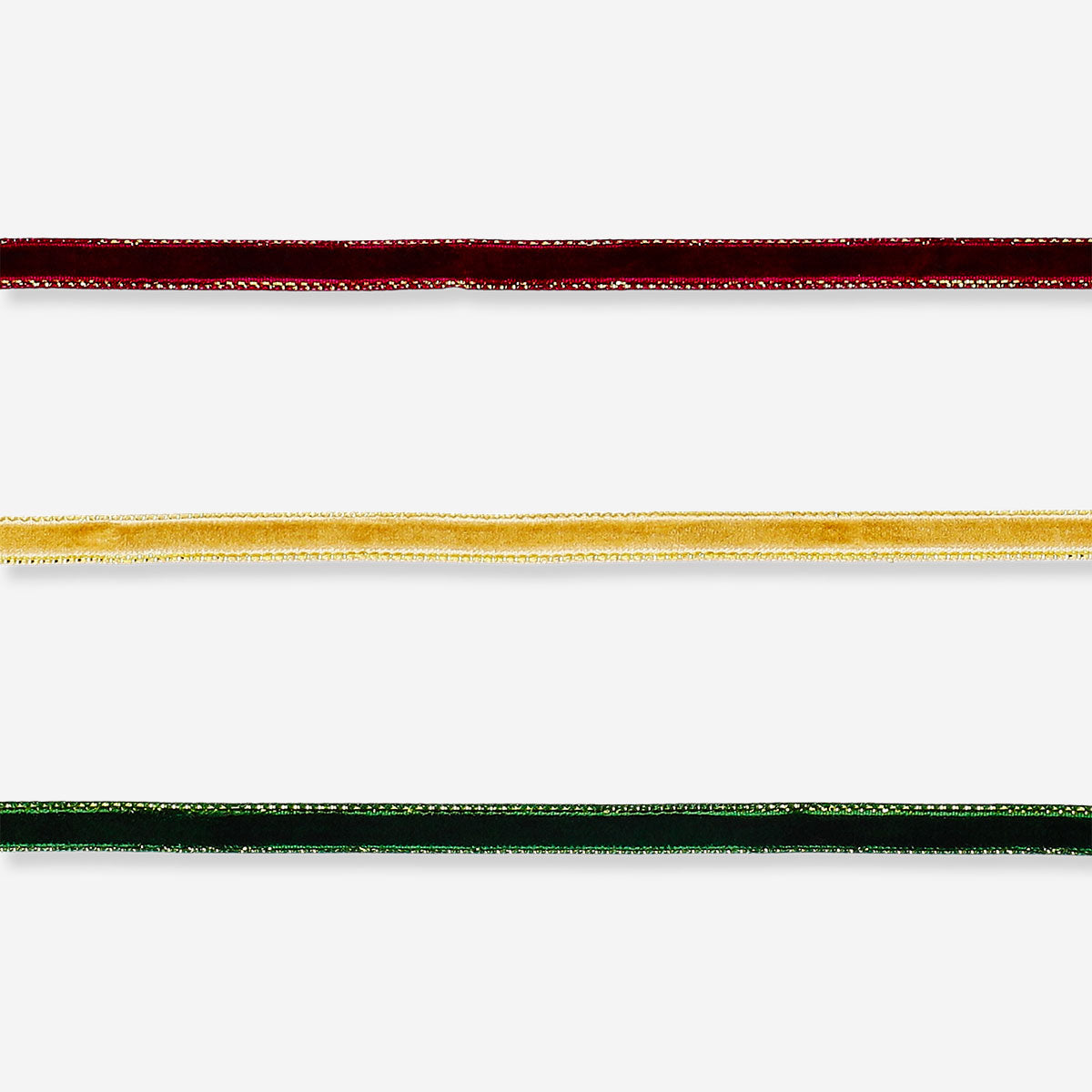 Three velvet ribbons with gold trim in a set, suitable for office or craft decoration, by Flying Tiger Copenhagen.