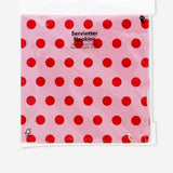 Pink party napkins with red dots, 16-piece set from Flying Tiger Copenhagen, featuring colorful and festive tableware.