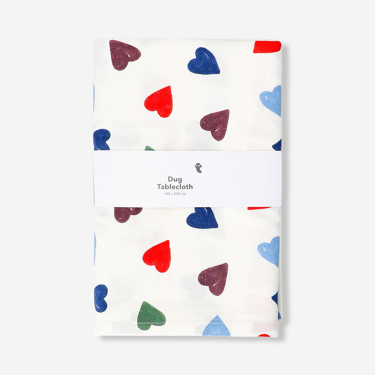 Flying Tiger Copenhagen heart-patterned tablecloth, 140x220 cm, featuring a charming design perfect for home dining or special occasions.