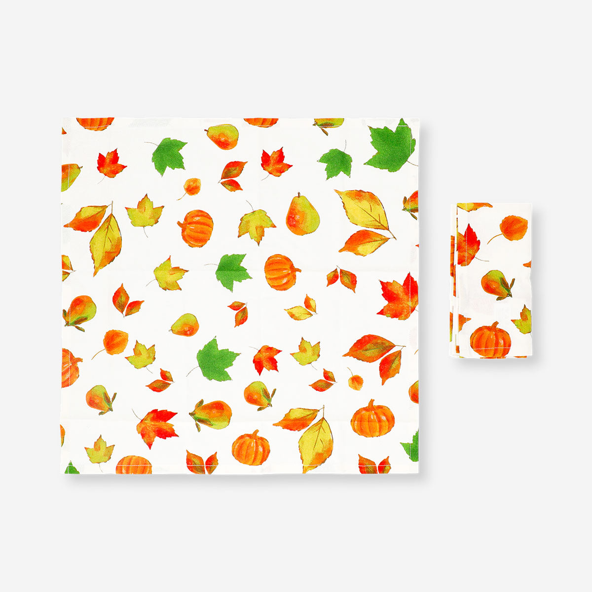 Set of two autumnal fabric napkins from Flying Tiger Copenhagen, featuring warm seasonal patterns for home decor.