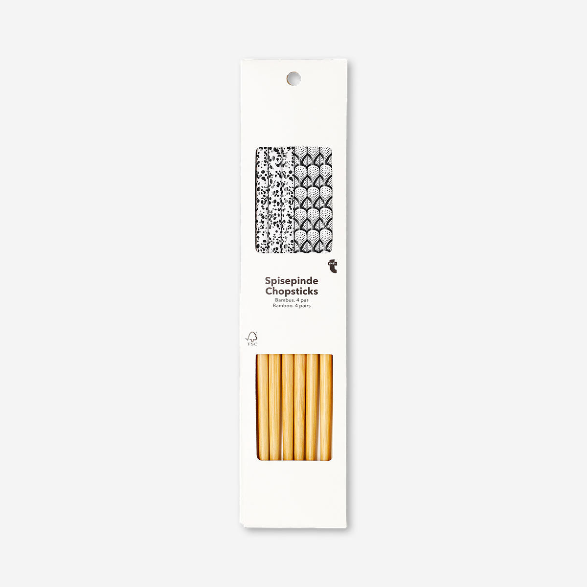 Set of 8 printed kitchen chopsticks by Flying Tiger Copenhagen, featuring colorful designs for Asian cuisine dining.