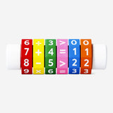 Wooden arithmetic learning toy by Flying Tiger Copenhagen with colorful number blocks and math symbols for educational play.