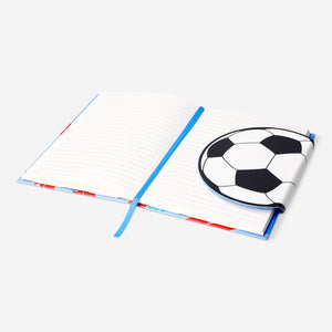 Football-themed office notebook by Flying Tiger Copenhagen with a football cover and lined pages for note-taking and organization.