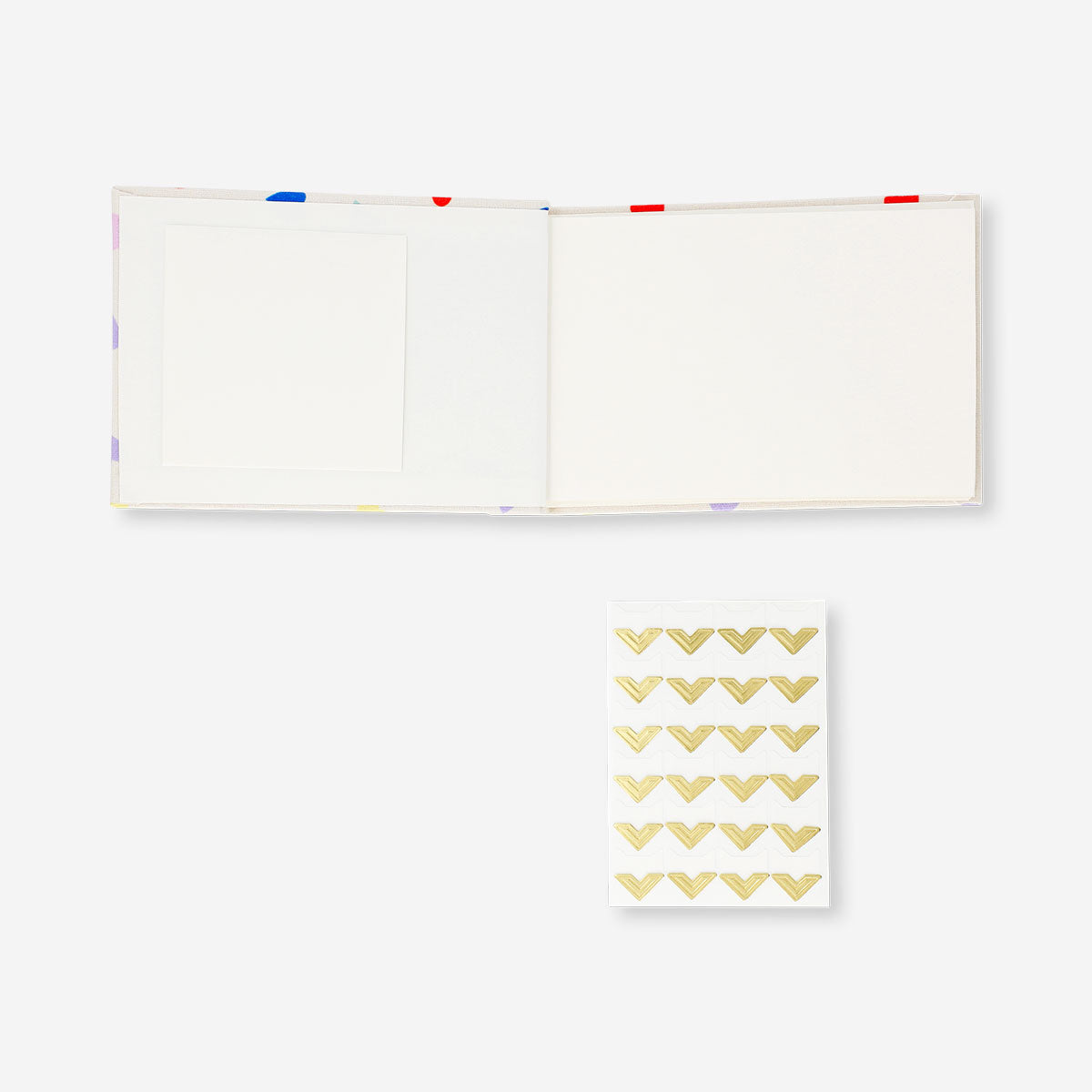 Flying Tiger Copenhagen office photo album with 24 adhesive photo corners, featuring a sleek cover and organized interior for photos.