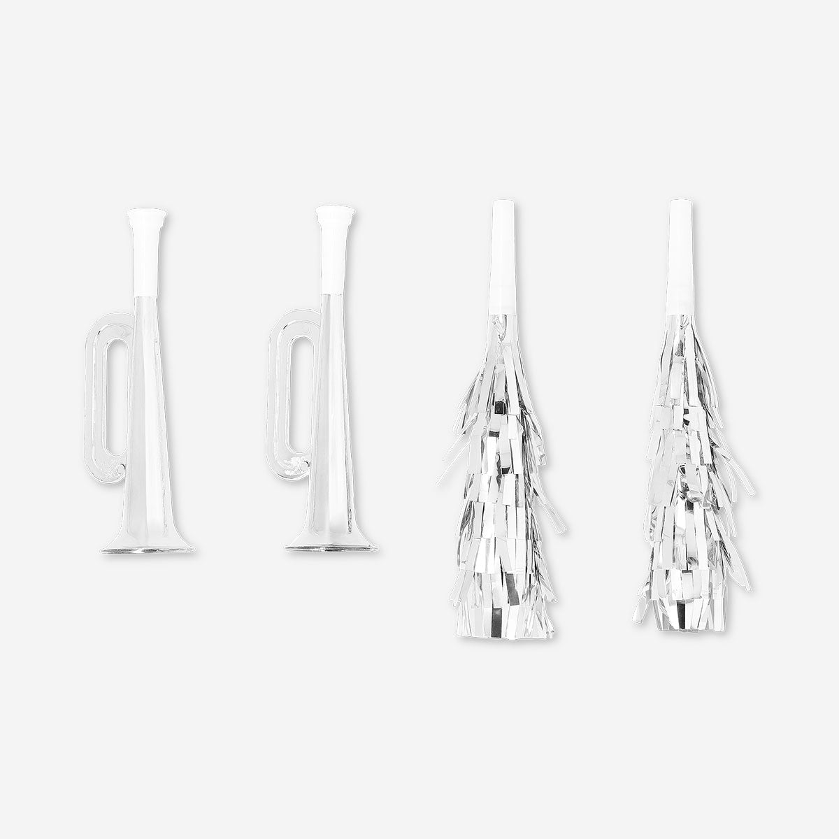 Silver party blowers set, 4-piece party accessories by Flying Tiger Copenhagen