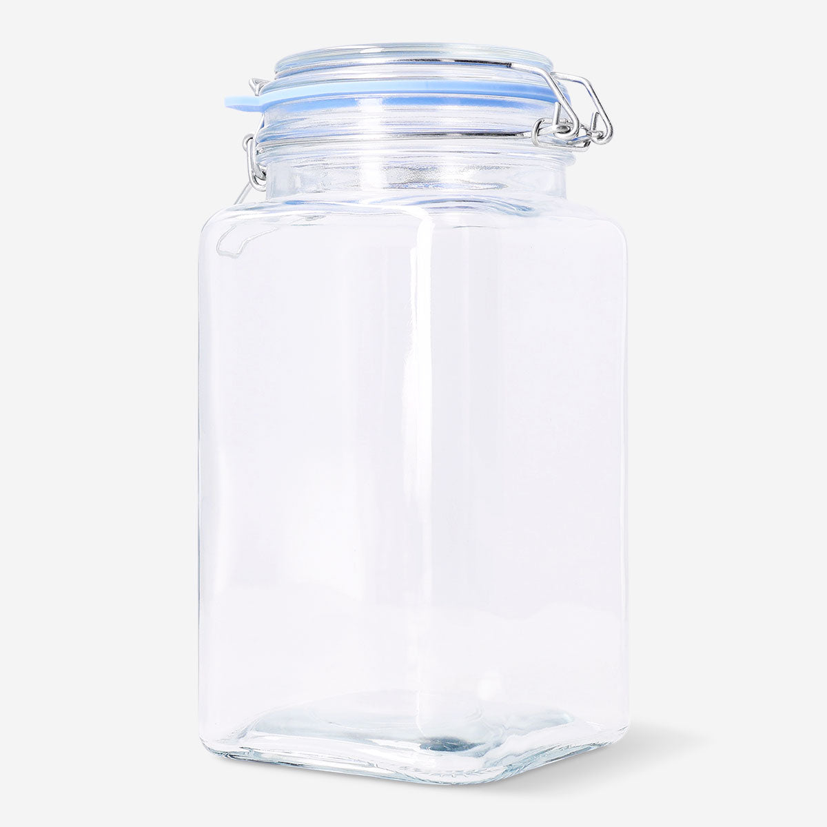 Flying Tiger Copenhagen square glass storage jar, 1.6 L, with clear sides and airtight lid