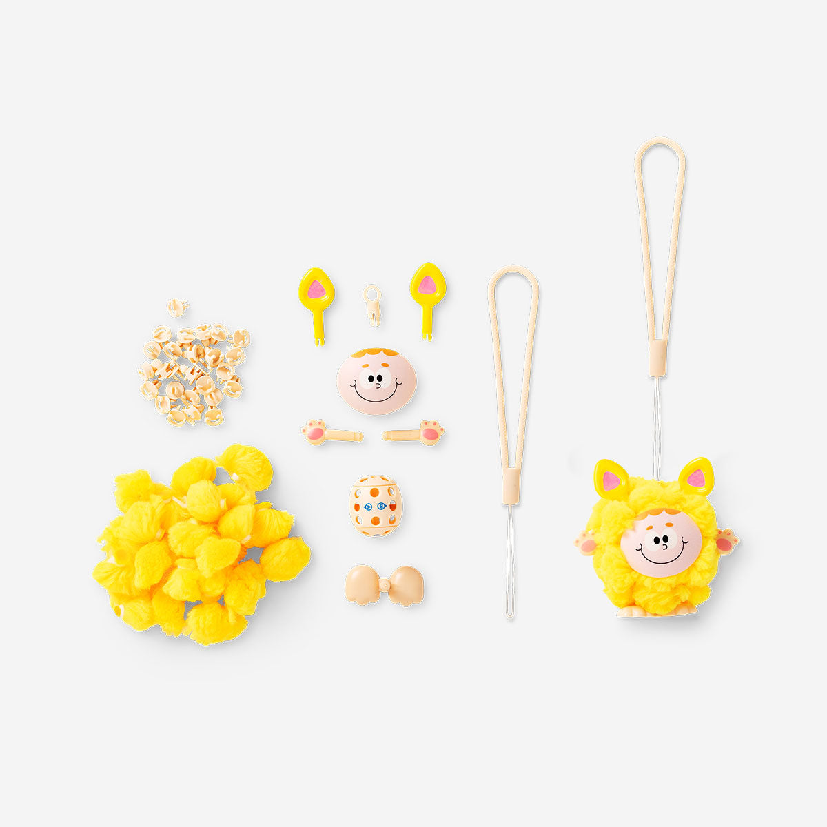 Colorful DIY plush monster keychain from Flying Tiger Copenhagen, part of the collectable surprise hobby series.