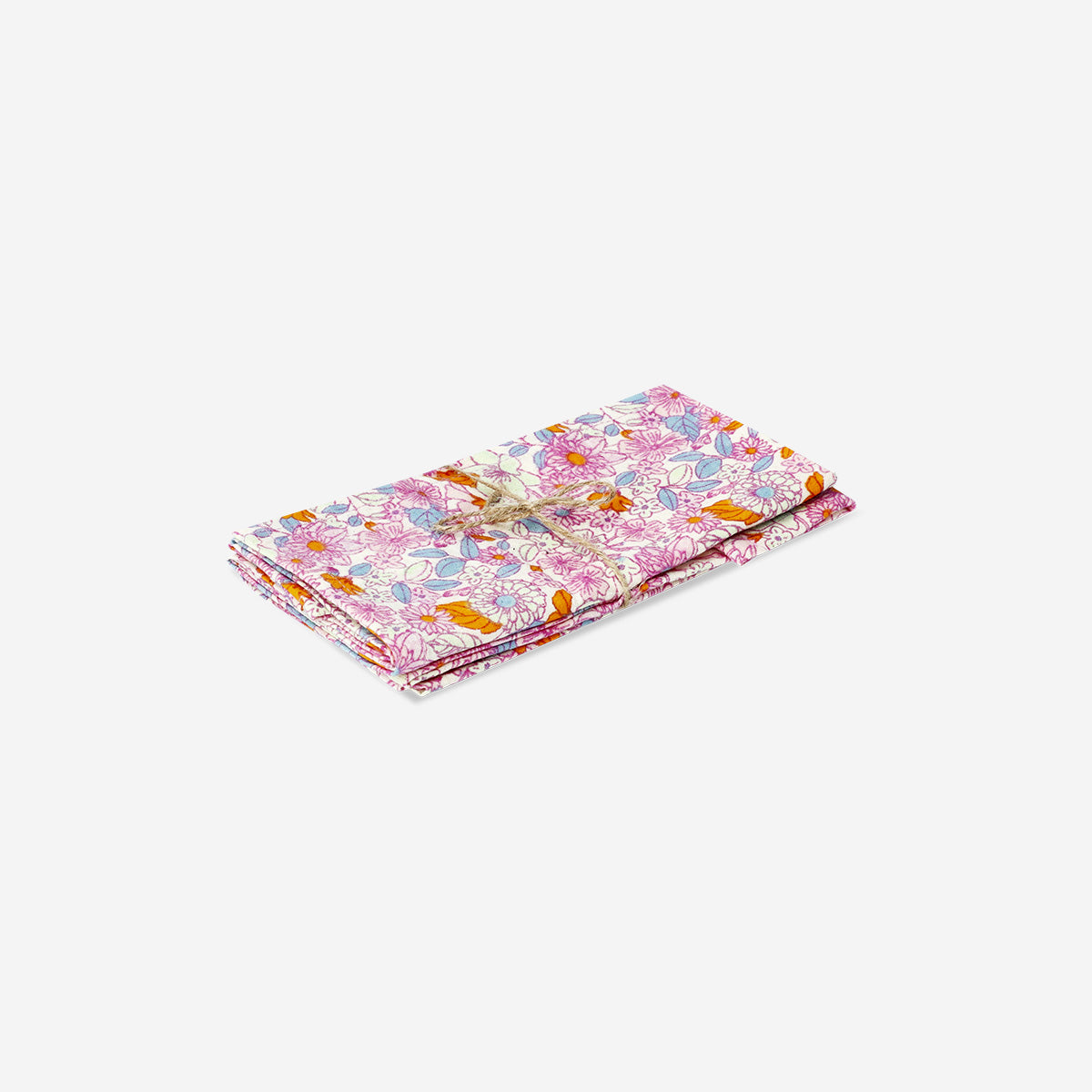Set of two floral fabric napkins for kitchen use, by Flying Tiger Copenhagen, featuring colorful flower patterns.