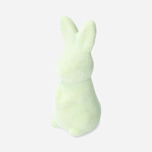 Decorative green flock rabbit - 8 cm