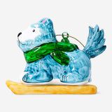 Hanging ornament featuring a skiing dog, decorative home decor item by Flying Tiger Copenhagen, with a festive and playful design.