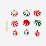 Set of nine red and green Christmas baubles for home decoration, from Flying Tiger Copenhagen.