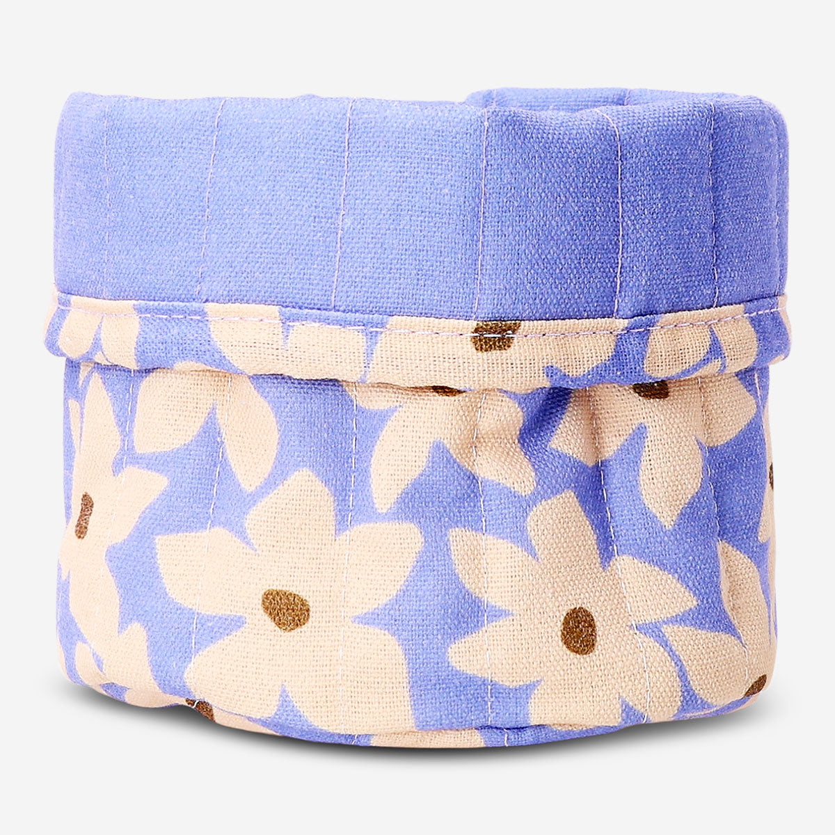 Flying Tiger Copenhagen floral print textile storage basket, 14 cm, ideal for organizing small items in home decor.