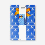 Blue Flying Tiger Copenhagen gift box with ribbon, ideal for office presents, decorated with a neatly tied satin ribbon.