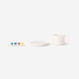 DIY mug with saucer by Flying Tiger Copenhagen, 280 ml ceramic cup showcasing a creative hobby-themed design.