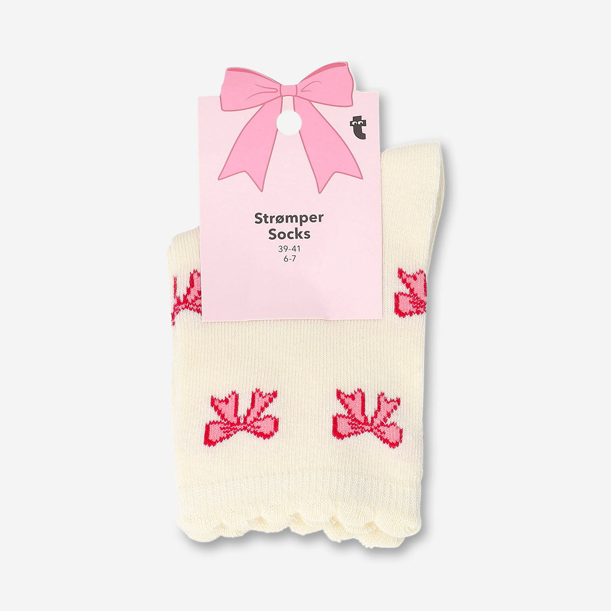 Textile socks with bows in size 39/41 from Flying Tiger Copenhagen, featuring a colorful, playful design.