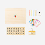 Wooden play computer toy from Flying Tiger Copenhagen featuring colorful buttons and a screen for imaginative pretend play.