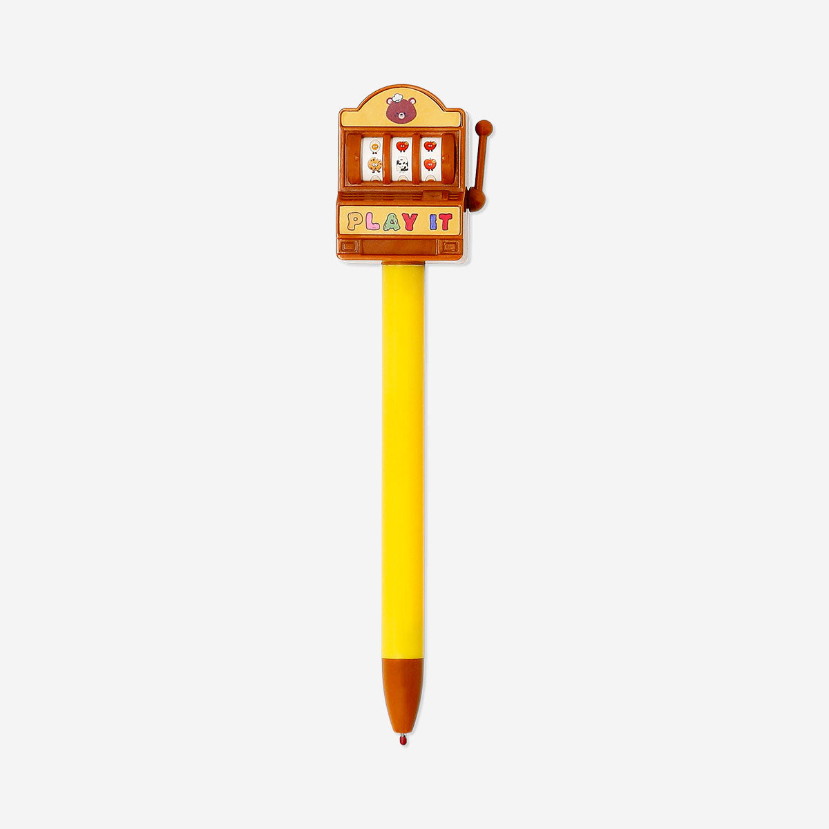 Flying Tiger Copenhagen ballpoint pen designed like a slot machine, with colorful details and a sleek office accessory appearance.