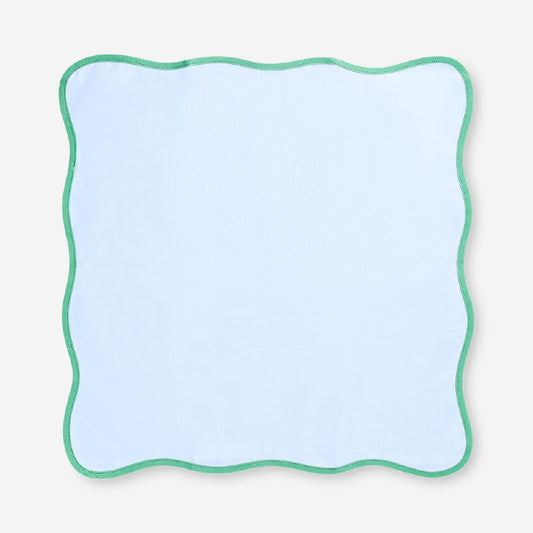 Blue fabric napkins with scalloped edges - 2 pcs