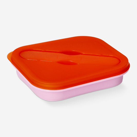 Pink collapsible lunchbox with spork - 600 ml