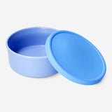 Blue ceramic food container with silicone lid, 19 cm, from Flying Tiger Copenhagen, perfect for kitchen storage.