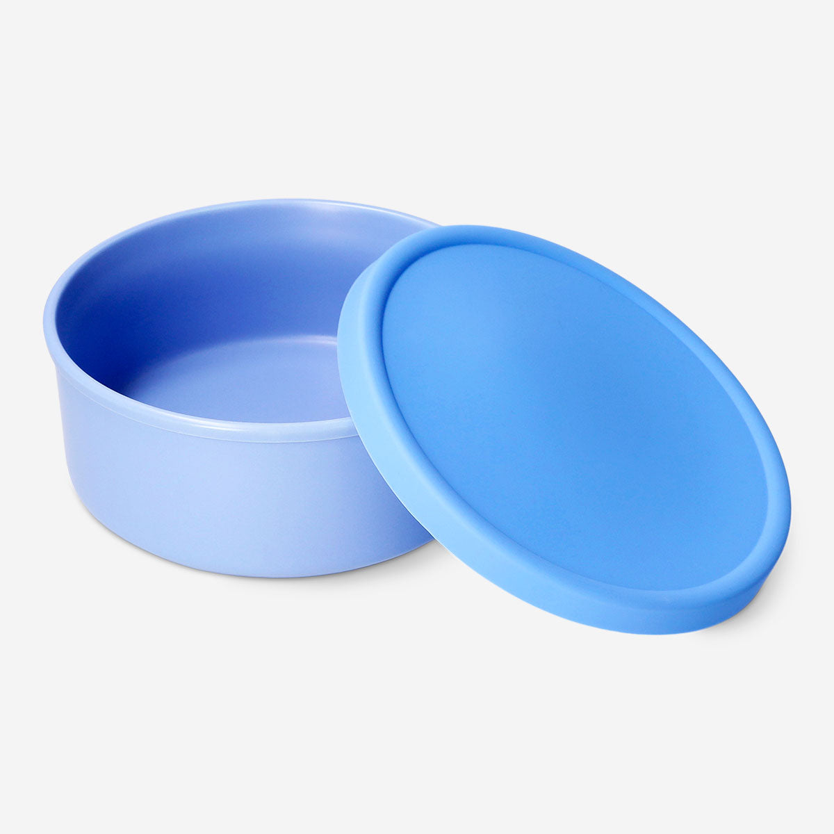 Blue ceramic food container with silicone lid, 19 cm, from Flying Tiger Copenhagen, perfect for kitchen storage.