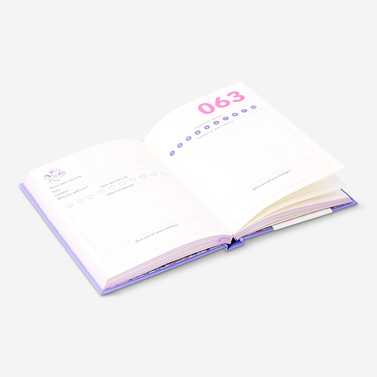 A6 Memory Journal in English by Flying Tiger Copenhagen, open with lined pages and colorful cover design for office or personal use.