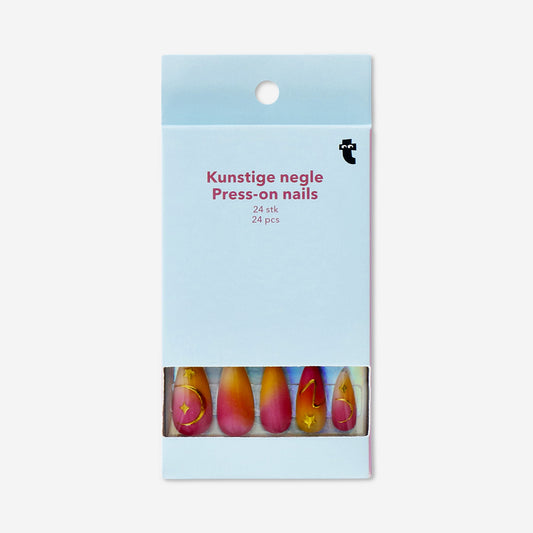 Press on nails - Gold details with gradient design