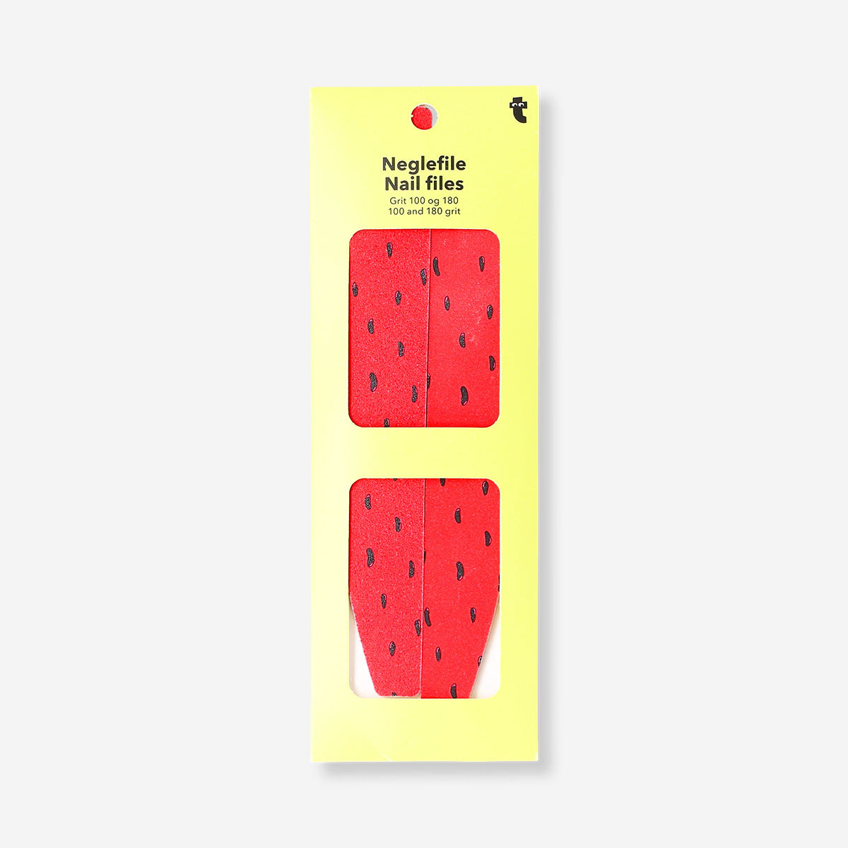 Flying Tiger Copenhagen watermelon nail files with 100/180 grit for personal care and nail grooming.