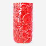 Red Flying Tiger Copenhagen vase with embossed leaf design, 16 cm tall, perfect for home decor.