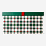 Flying Tiger Copenhagen gift box with checks and bow, 28x20 cm, perfect for office gift wrapping or presentation.