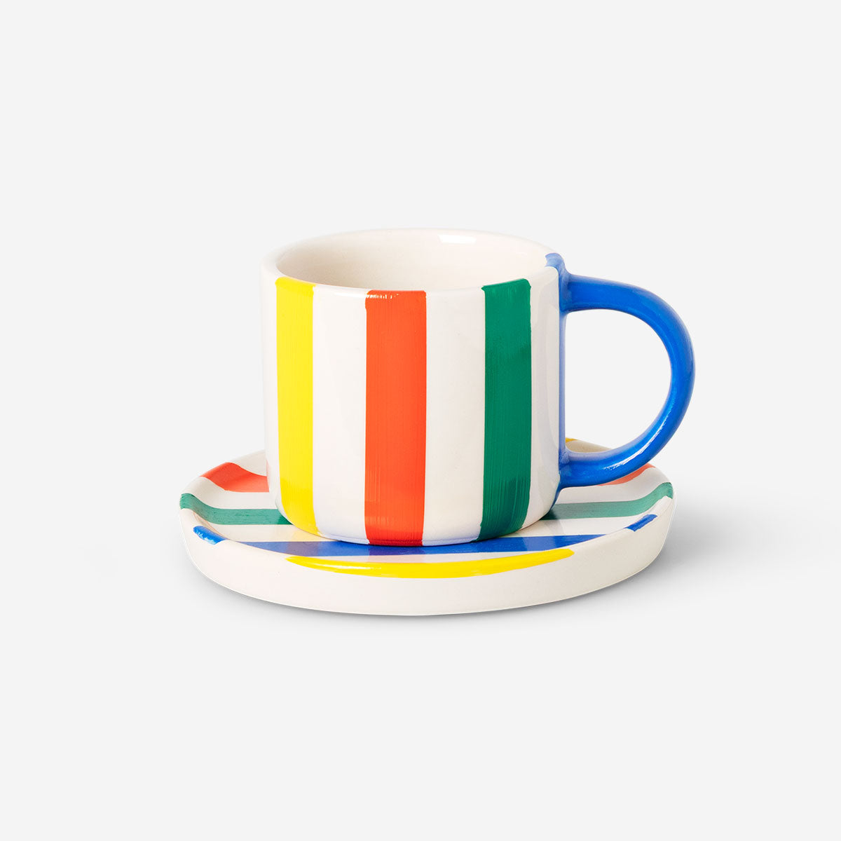 DIY mug with saucer by Flying Tiger Copenhagen, 280 ml ceramic cup with a matching saucer, suitable for crafting and decorating.