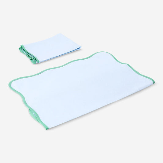 Blue fabric napkins with scalloped edges - 2 pcs