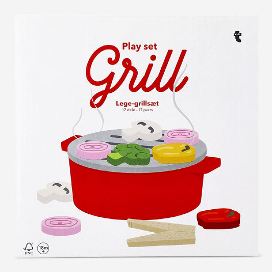 Wooden play grill set
