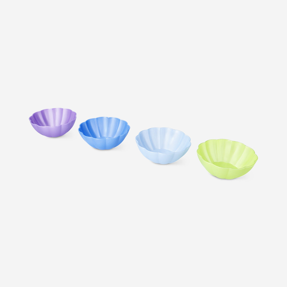 Set of four pearlescent party bowls by Flying Tiger Copenhagen, shiny and elegant for special occasions or gatherings.