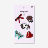 Set of five Gothic textile pins with intricate designs, perfect for clothing or accessories, by Flying Tiger Copenhagen.