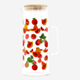 Glass jug with bamboo lid and fruit print, 1.15 L, ideal for kitchen use, by Flying Tiger Copenhagen.