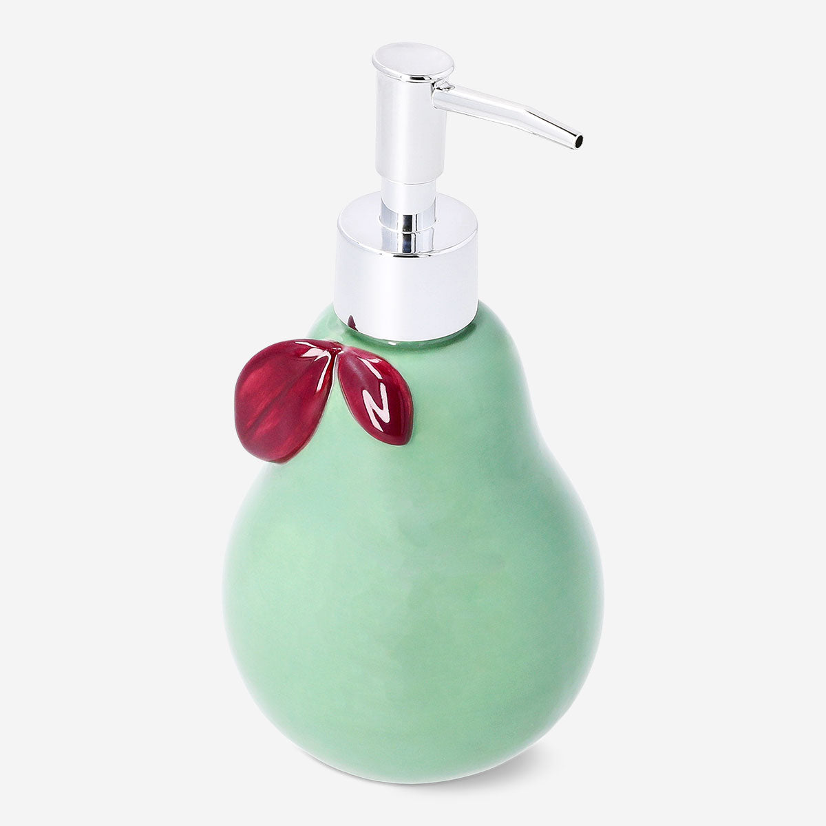 Flying Tiger Copenhagen pear-shaped soap dispenser for home use, with a sleek design and pump top for easy hand soap dispensing.