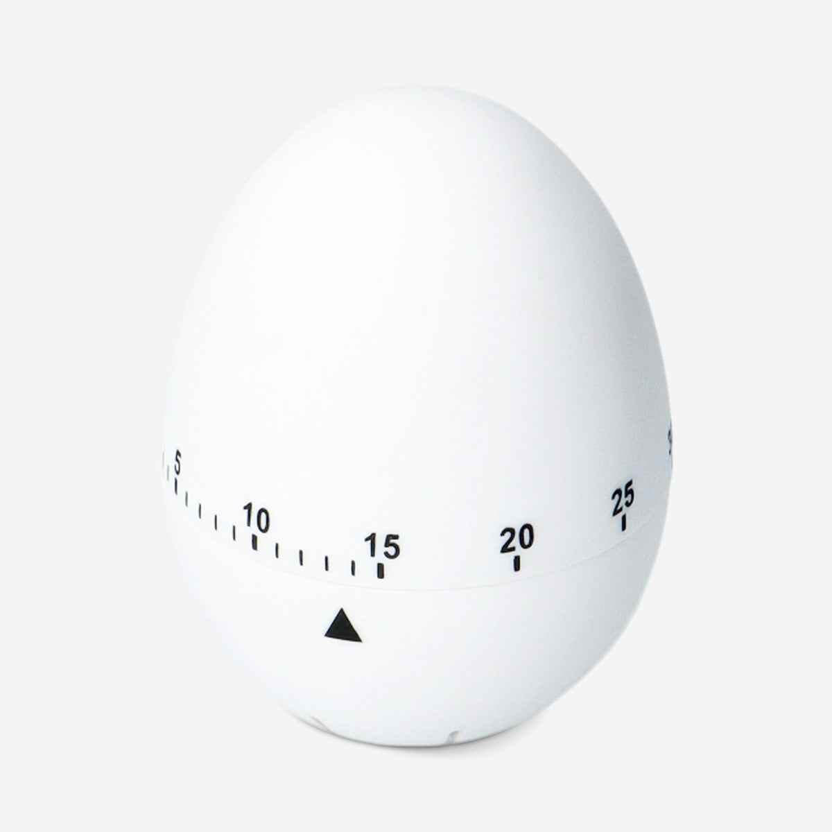 White kitchen egg timer from Flying Tiger Copenhagen with a round, minimalist design and clear time markings.