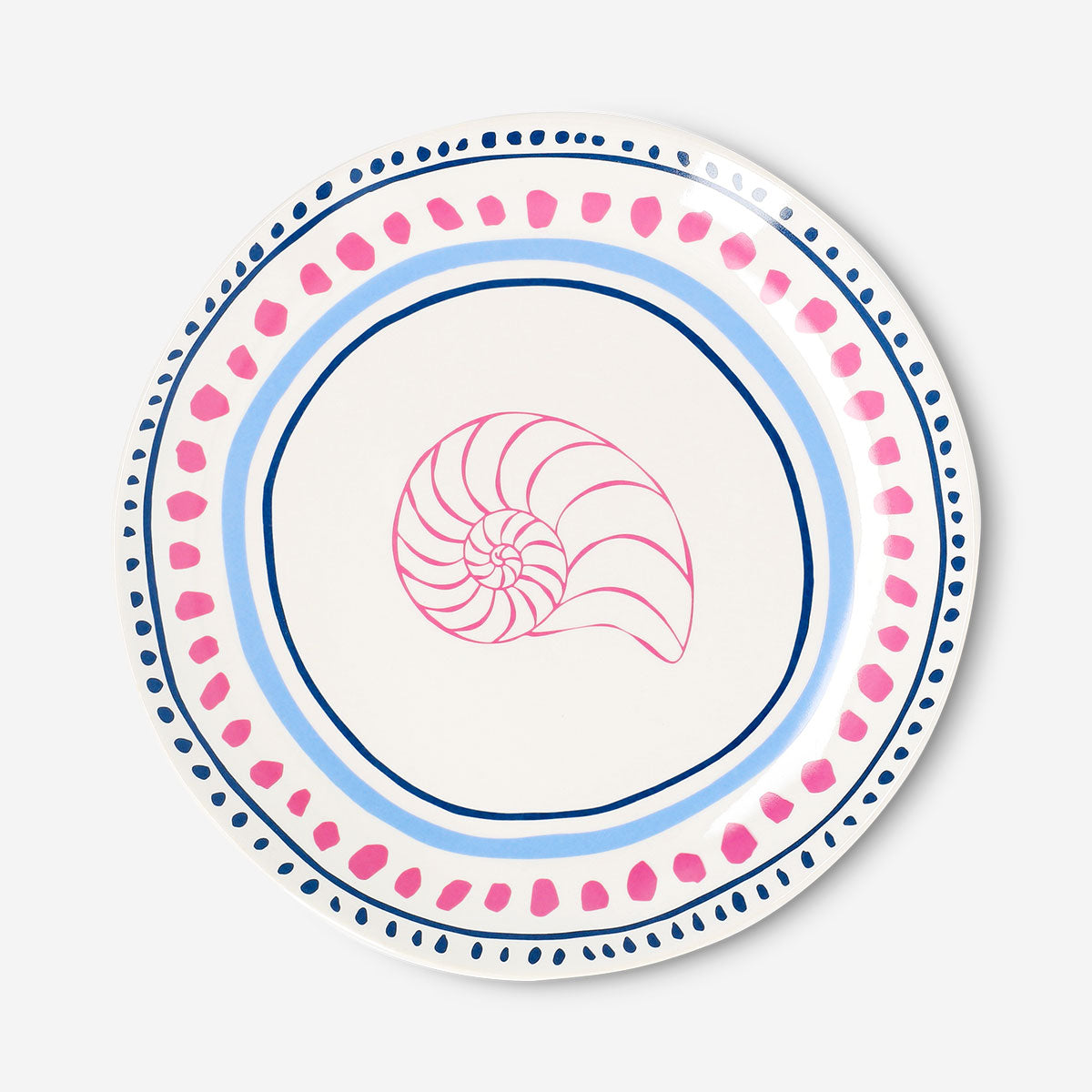 Ceramic kitchen plate with dots and seashell design, 20 cm, by Flying Tiger Copenhagen, showcasing a decorative seaside pattern.