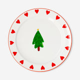 Decorative 26 cm ceramic plate featuring a Christmas tree design by Flying Tiger Copenhagen, ideal for holiday kitchen decor.