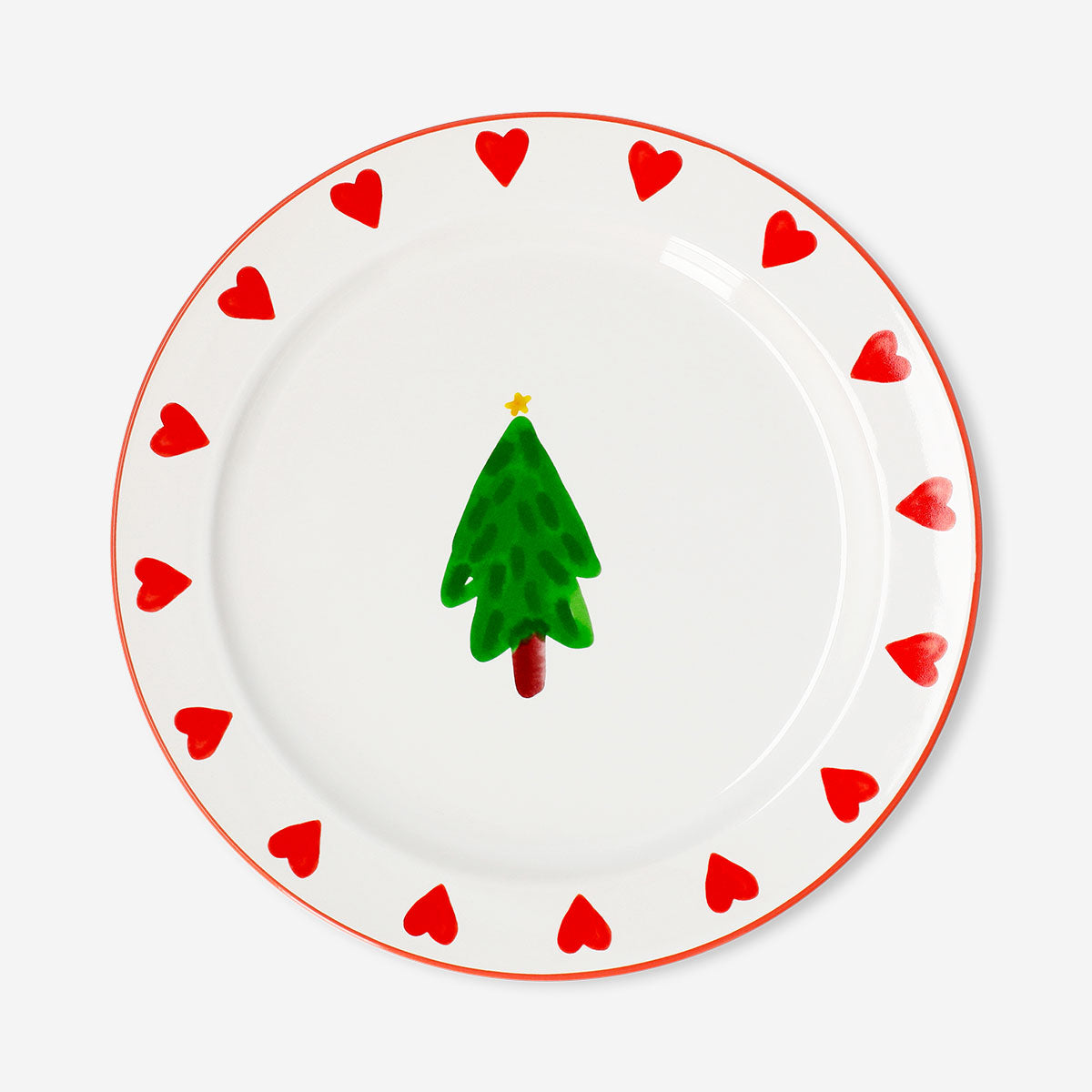 Decorative 26 cm ceramic plate featuring a Christmas tree design by Flying Tiger Copenhagen, ideal for holiday kitchen decor.