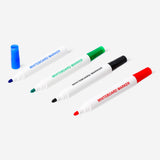 Set of four Flying Tiger Copenhagen whiteboard markers with colorful caps, ideal for office and classroom writing.