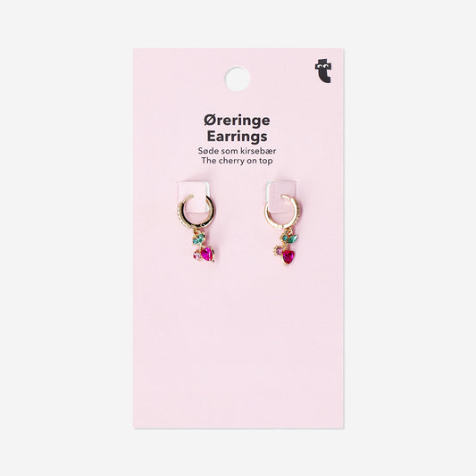 Gold hanging earrings - Cherries